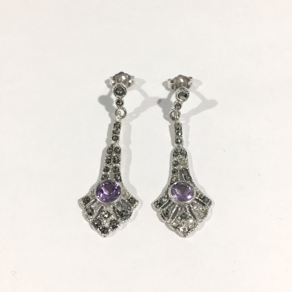 Vintage Sterling Silver Earrings With Marcasite